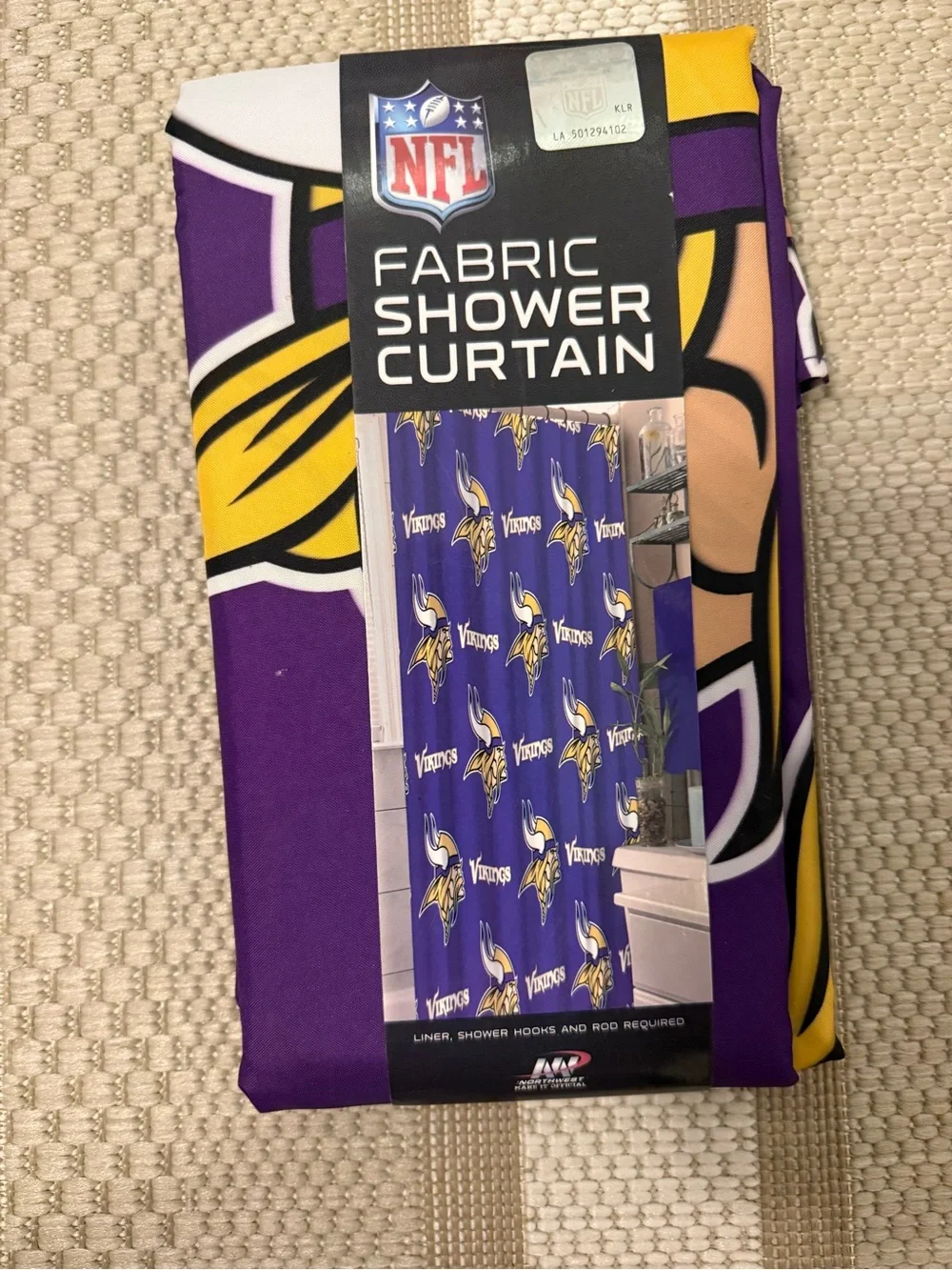 NFL Minnesota Vikings Purple Fabric Shower Curtain